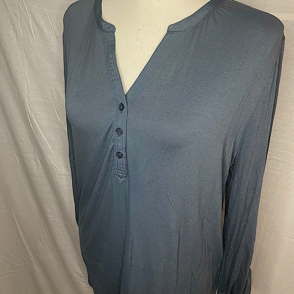 Gray Blue Long Sleeve Banana Republic Blouse